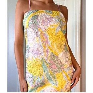 Urban Outfitters Cactus Rose Tie Back Slip Mini Dress Lines Pastels Size M